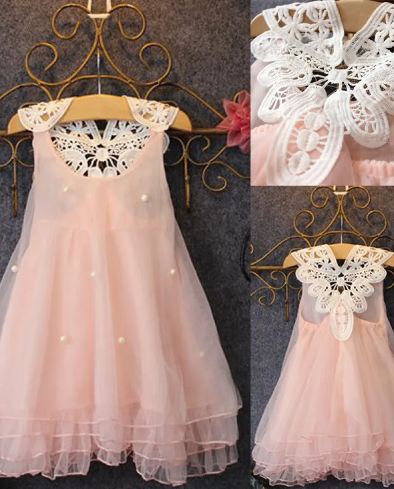 2 14 anni Bambini Infant Baby Girl Dress Abiti estivi Pizzo Flower Tutu Abiti da principessa per bambine Vestidosdresses