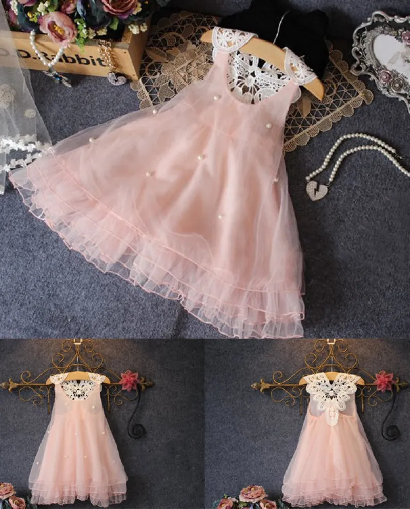 2 14 anni Bambini Infant Baby Girl Dress Abiti estivi Pizzo Flower Tutu Abiti da principessa per bambine Vestidosdresses