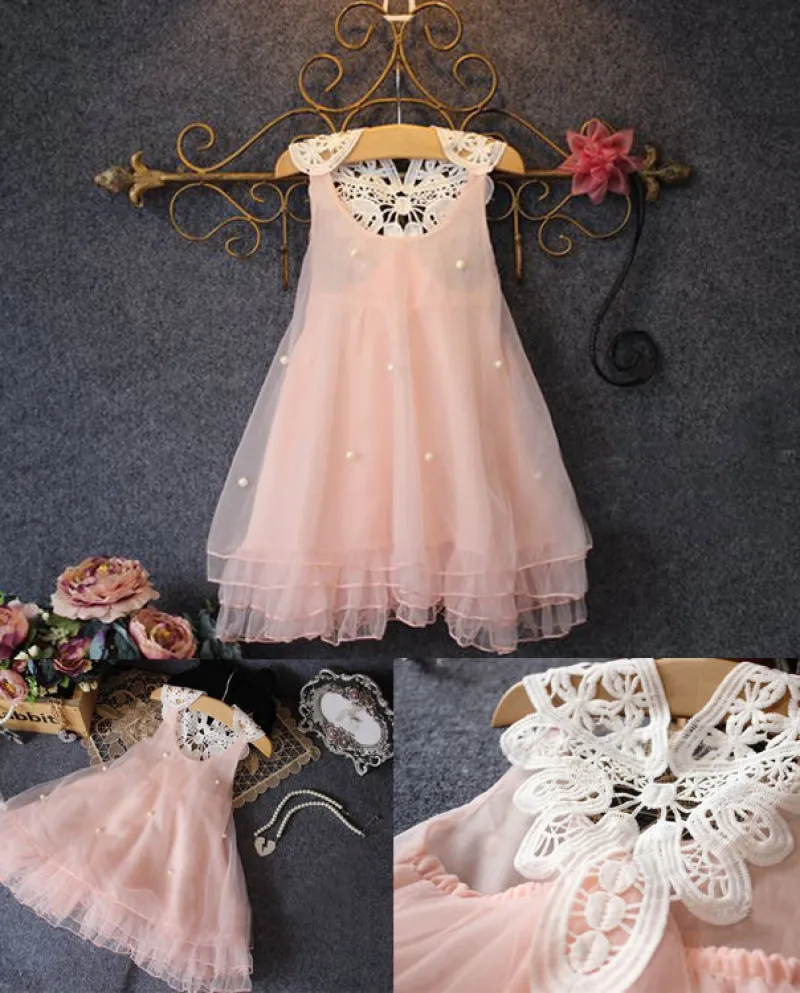 2 14 anni Bambini Infant Baby Girl Dress Abiti estivi Pizzo Flower Tutu Abiti da principessa per bambine Vestidosdresses