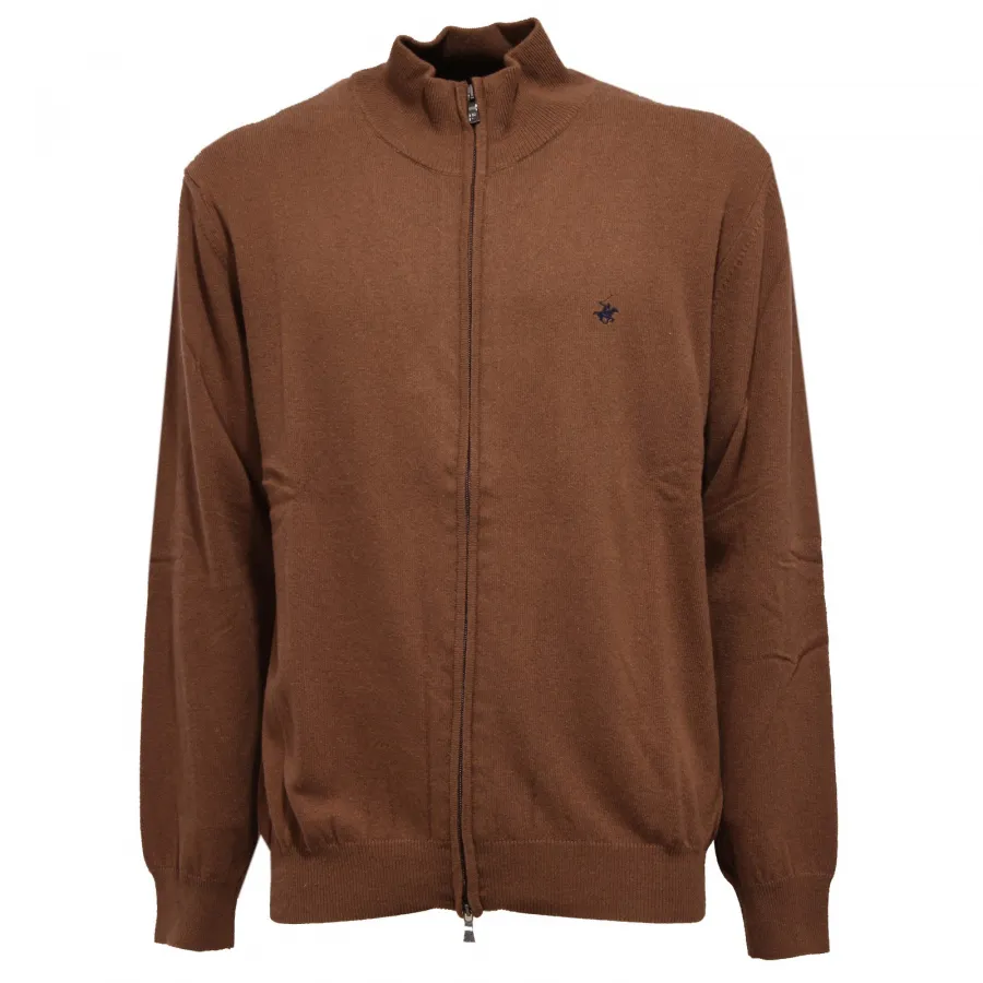 5852K cardigan uomo BEVERLY HILLS POLO CLUB brown mix wool/cashmere sweater man