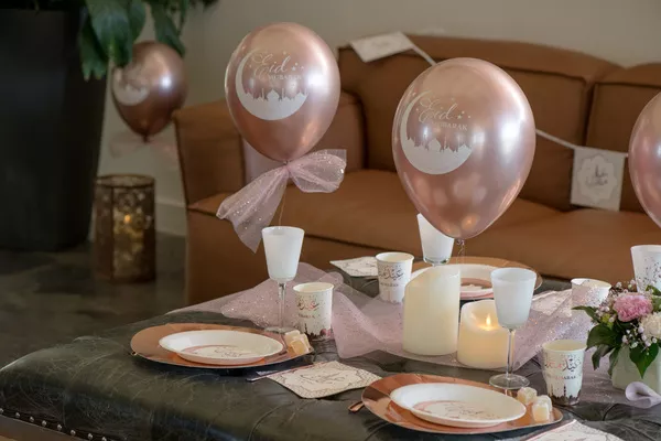 6 palloncini Eid Mubarak oro rosa 30cm