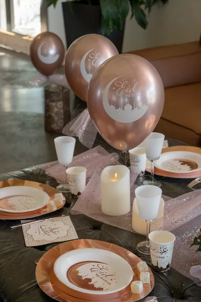 6 palloncini Eid Mubarak oro rosa 30cm