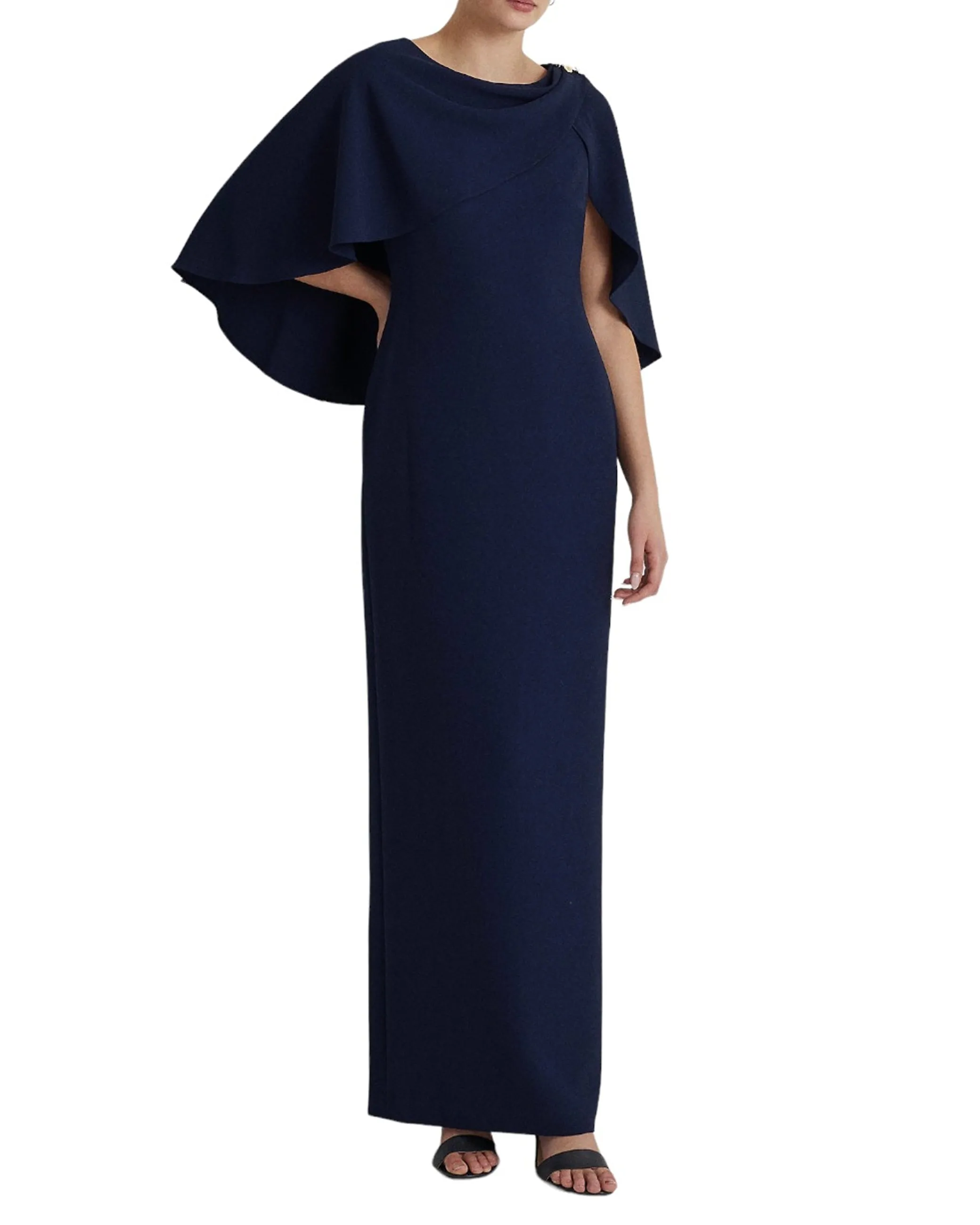 Abito a mantella crepe blu navy