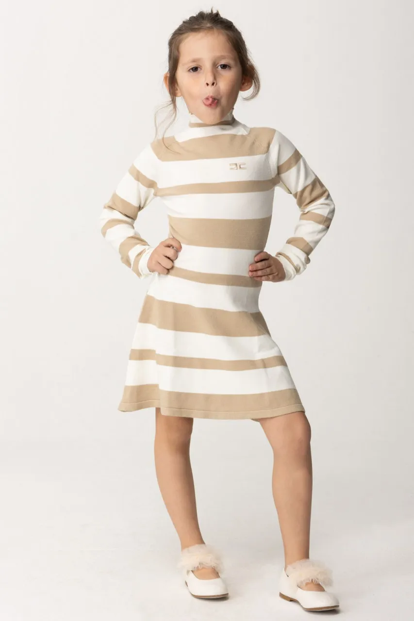 Abito dolcevita a righe BUTTER/SAND