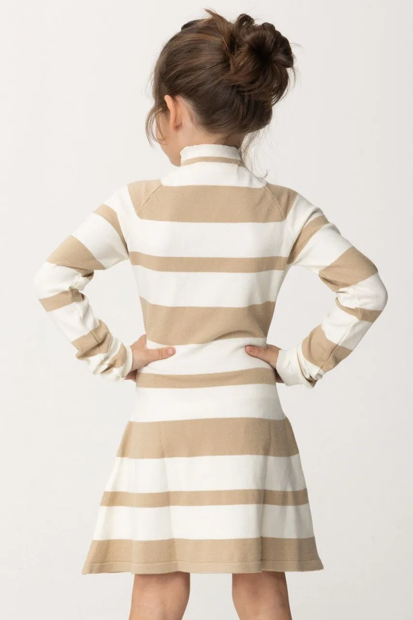 Abito dolcevita a righe BUTTER/SAND