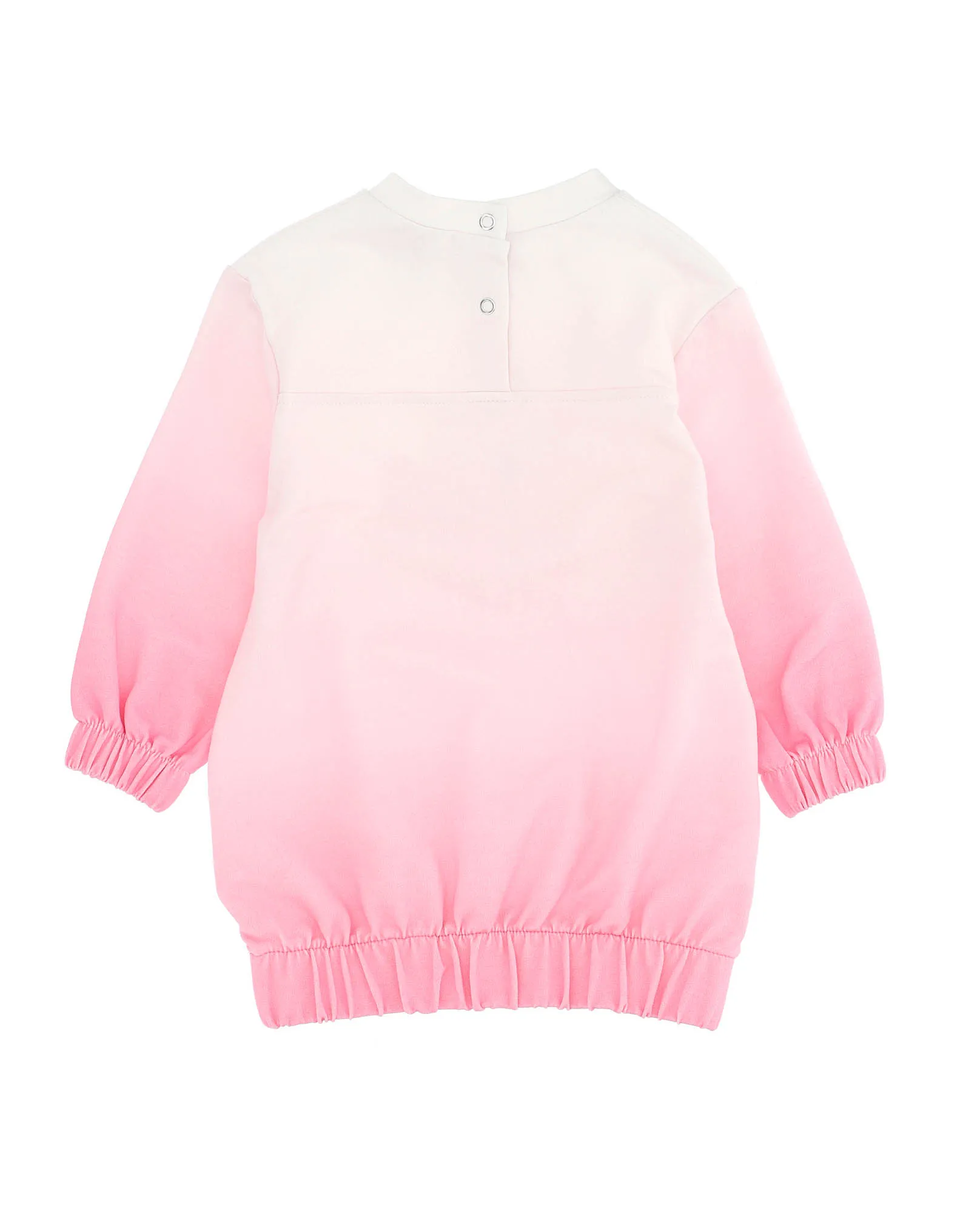 Abito in felpa bianco e rosa sfumato con stampa Minou Aristogatti e strass 12-36 mesi