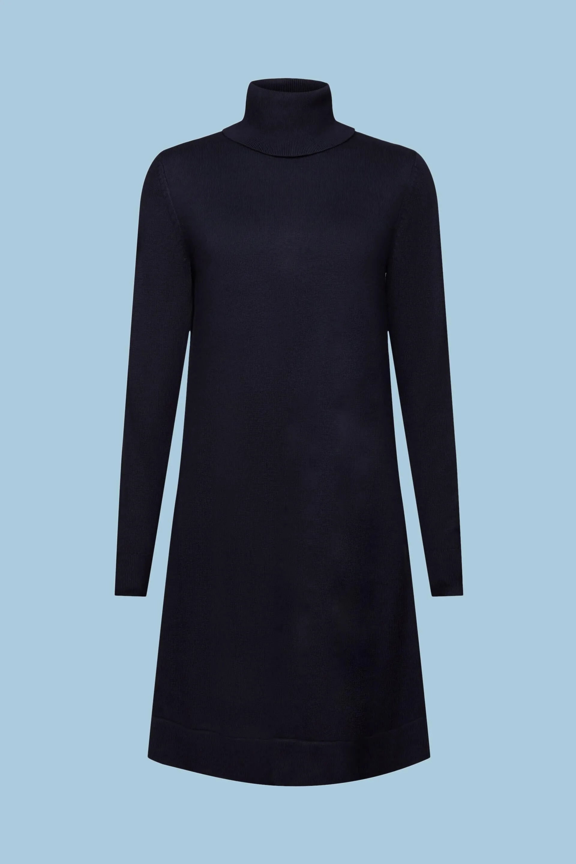 Abito mini in maglia con collo a tartaruga