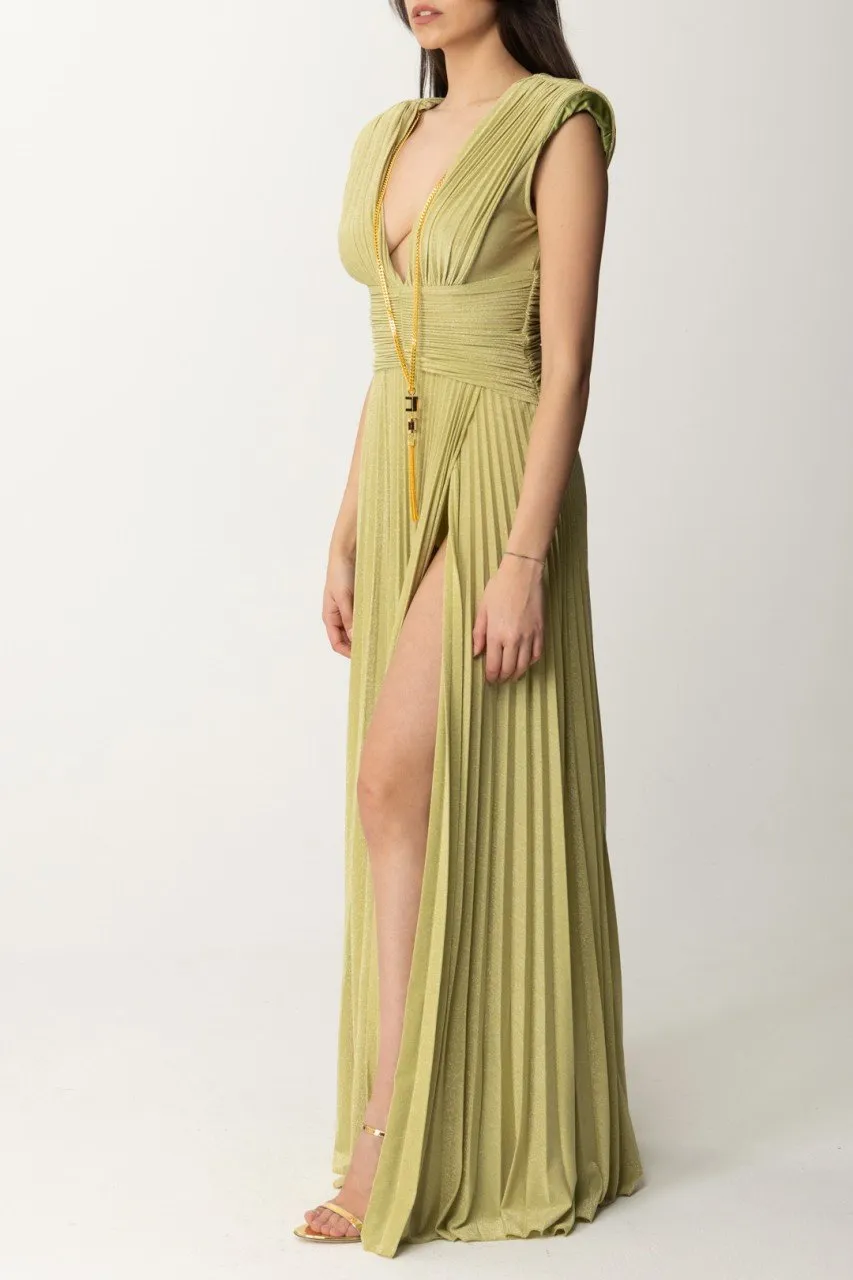 Abito Red Carpet in lurex con collana Pistacchio