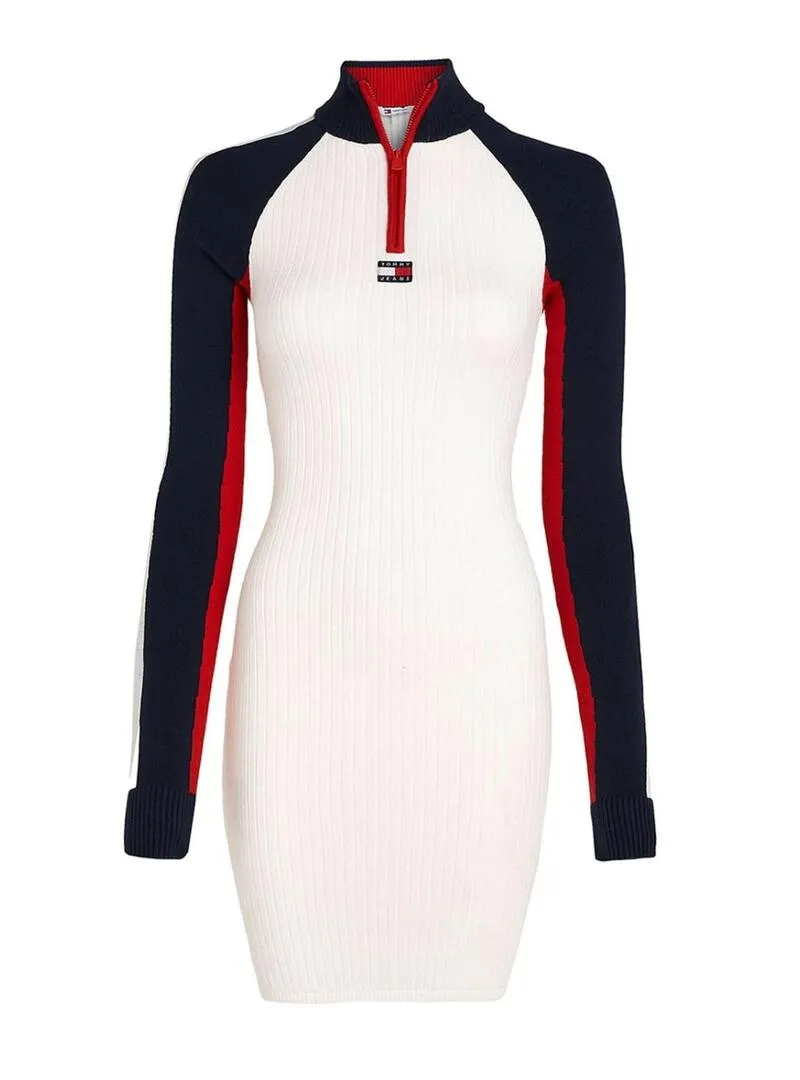 Abito Tommy Jeans Colorblock punto bianco per donna