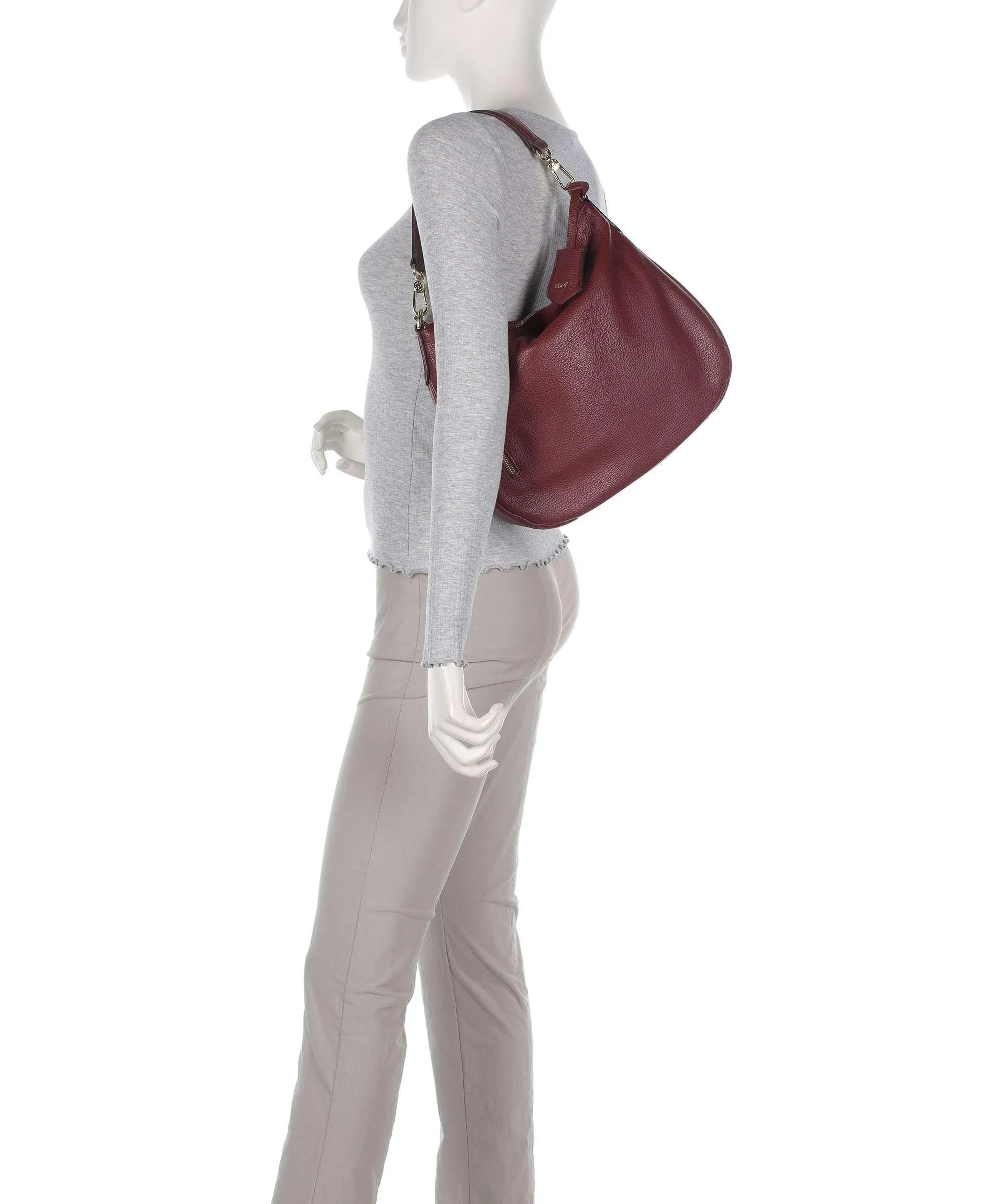  Abro Adria Juna Borsa hobo pelle di vacchetta grana rosso bordò  