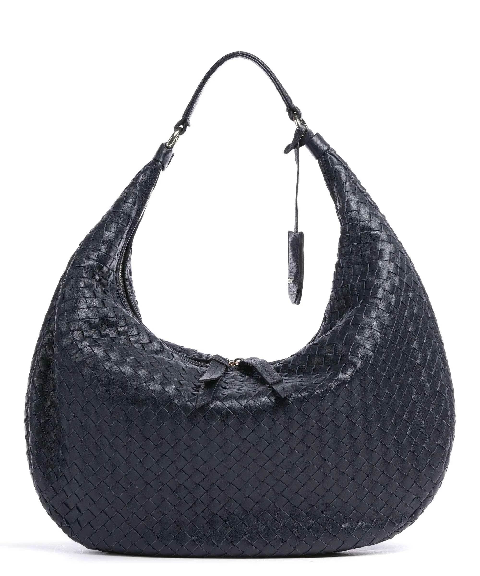  Abro Piuma Nana Borsa hobo cuoio di agnello navy  