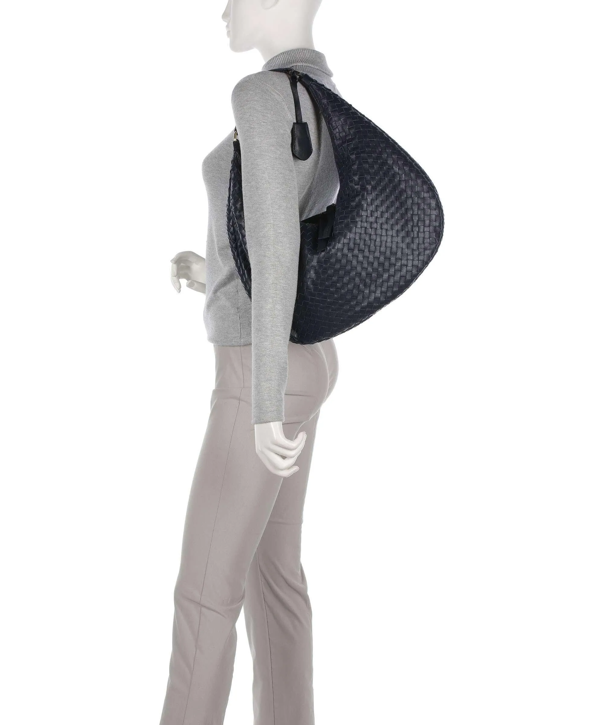  Abro Piuma Nana Borsa hobo cuoio di agnello navy  