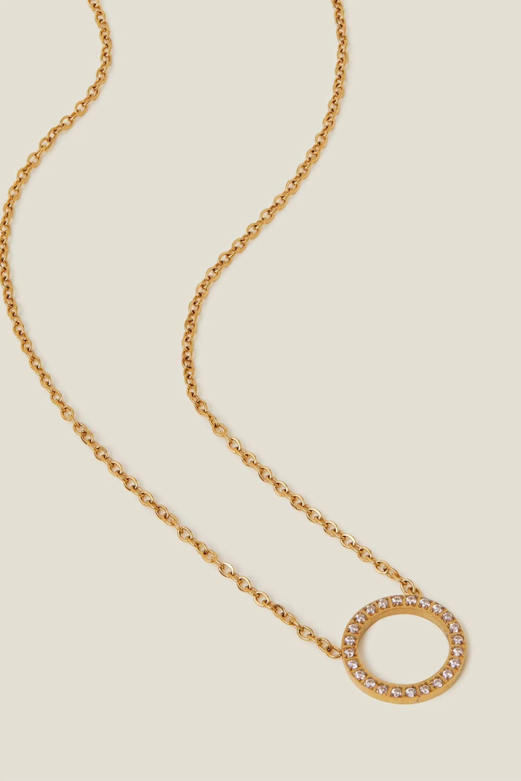 Accessorize - Collana con pendente circolare in acciaio inossidabile