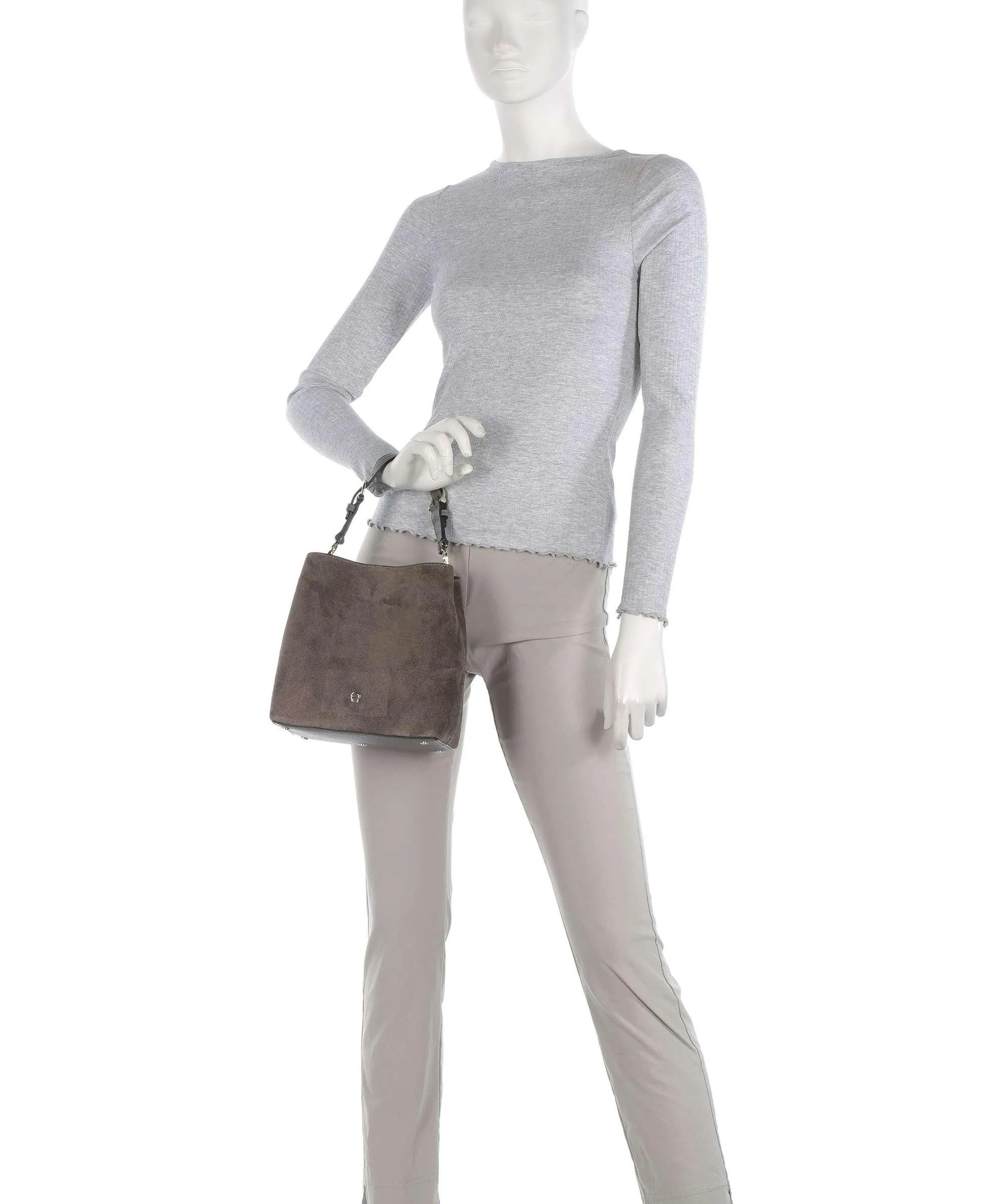  Aigner Delia S Borsa a mano pelle bovina ruvida marrone  