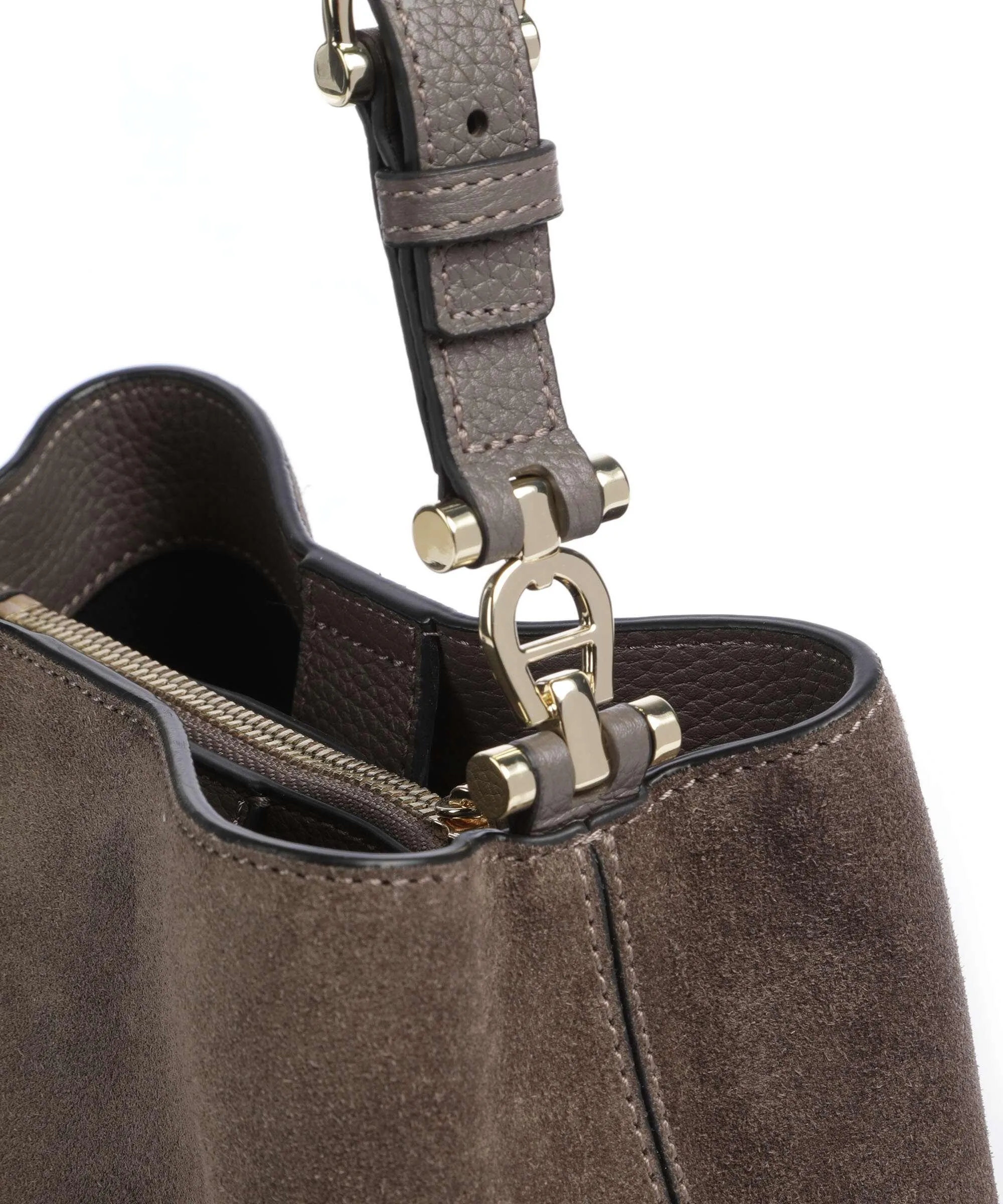  Aigner Delia S Borsa a mano pelle bovina ruvida marrone  