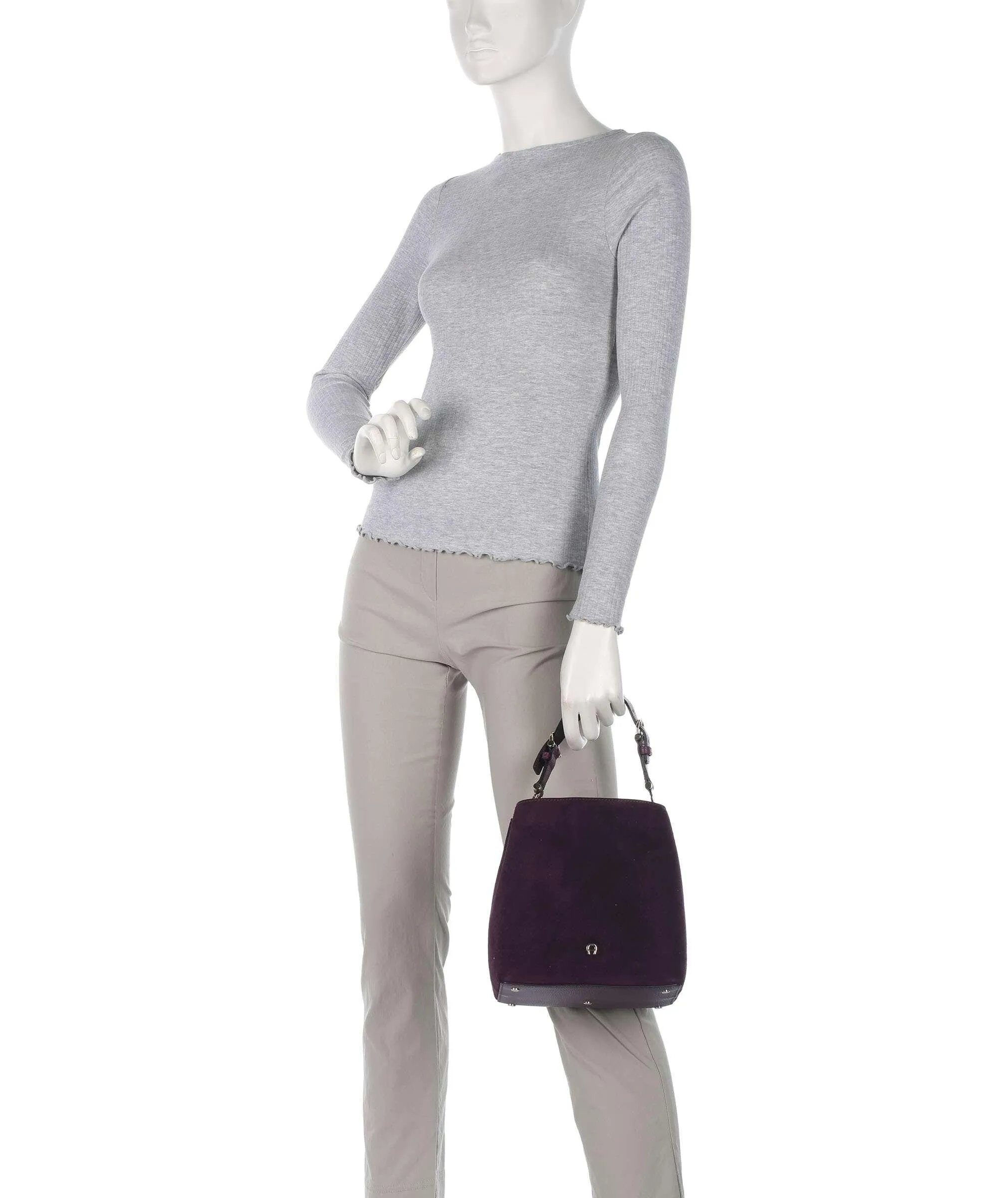  Aigner Delia S Borsa a mano pelle bovina ruvida prugna  