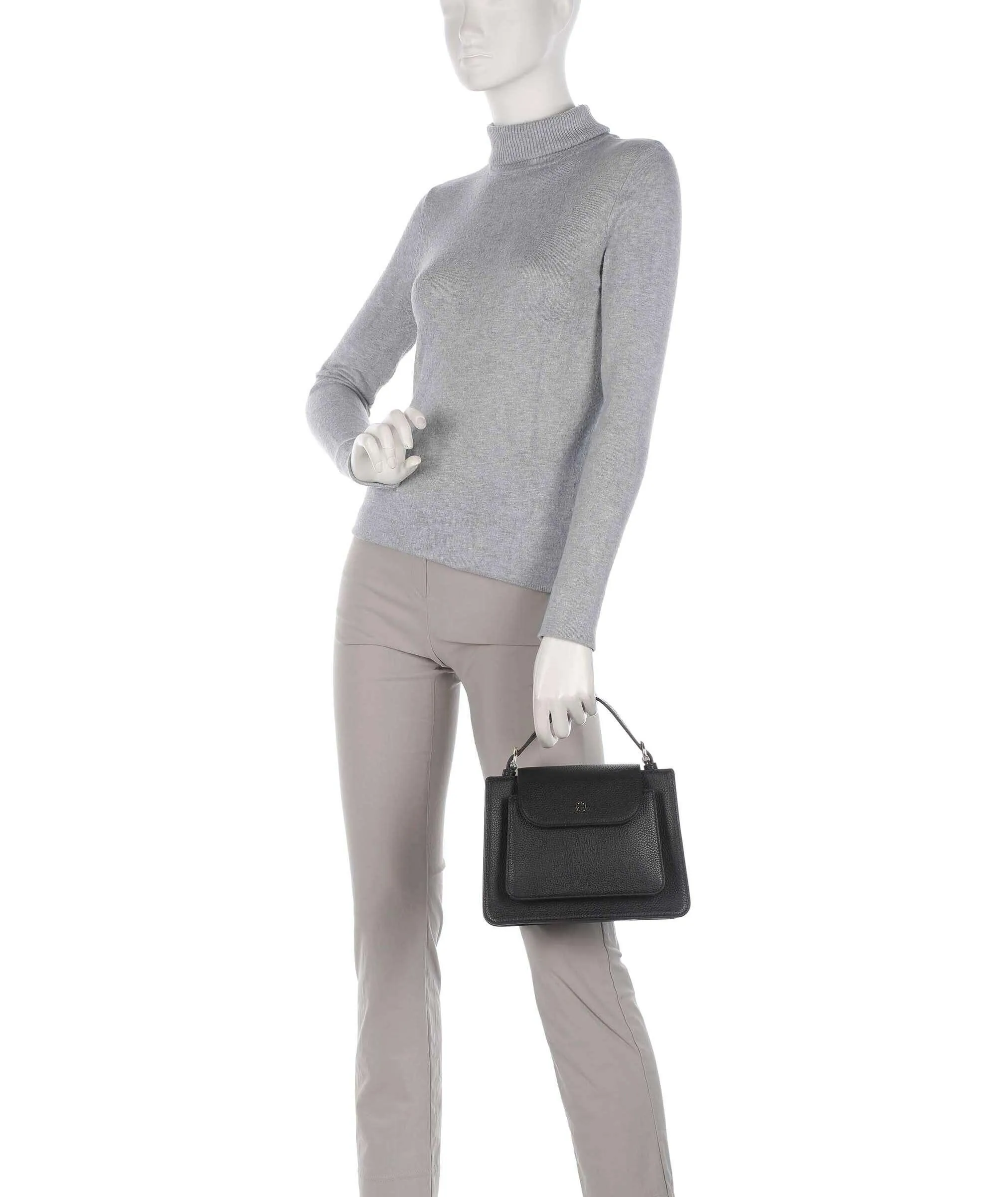  Aigner Delia S Borsa a mano pelle di vacchetta grana nero  