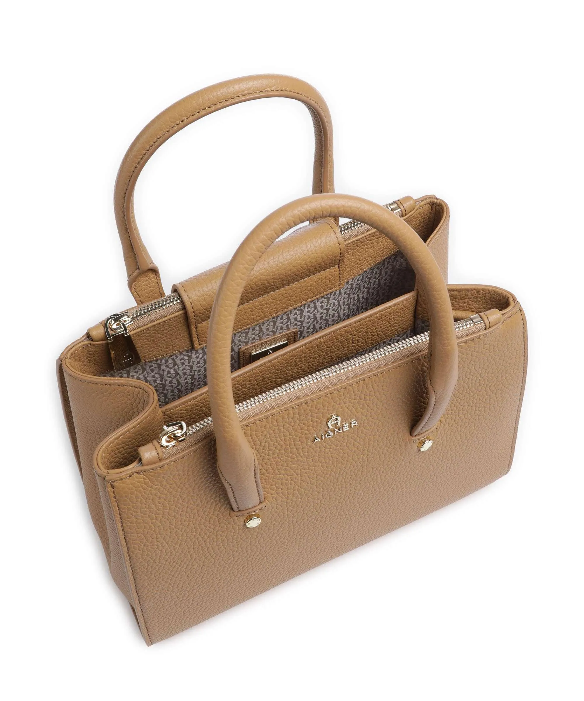  Aigner Ivy M Borsa a mano pelle di vacchetta grana beige  