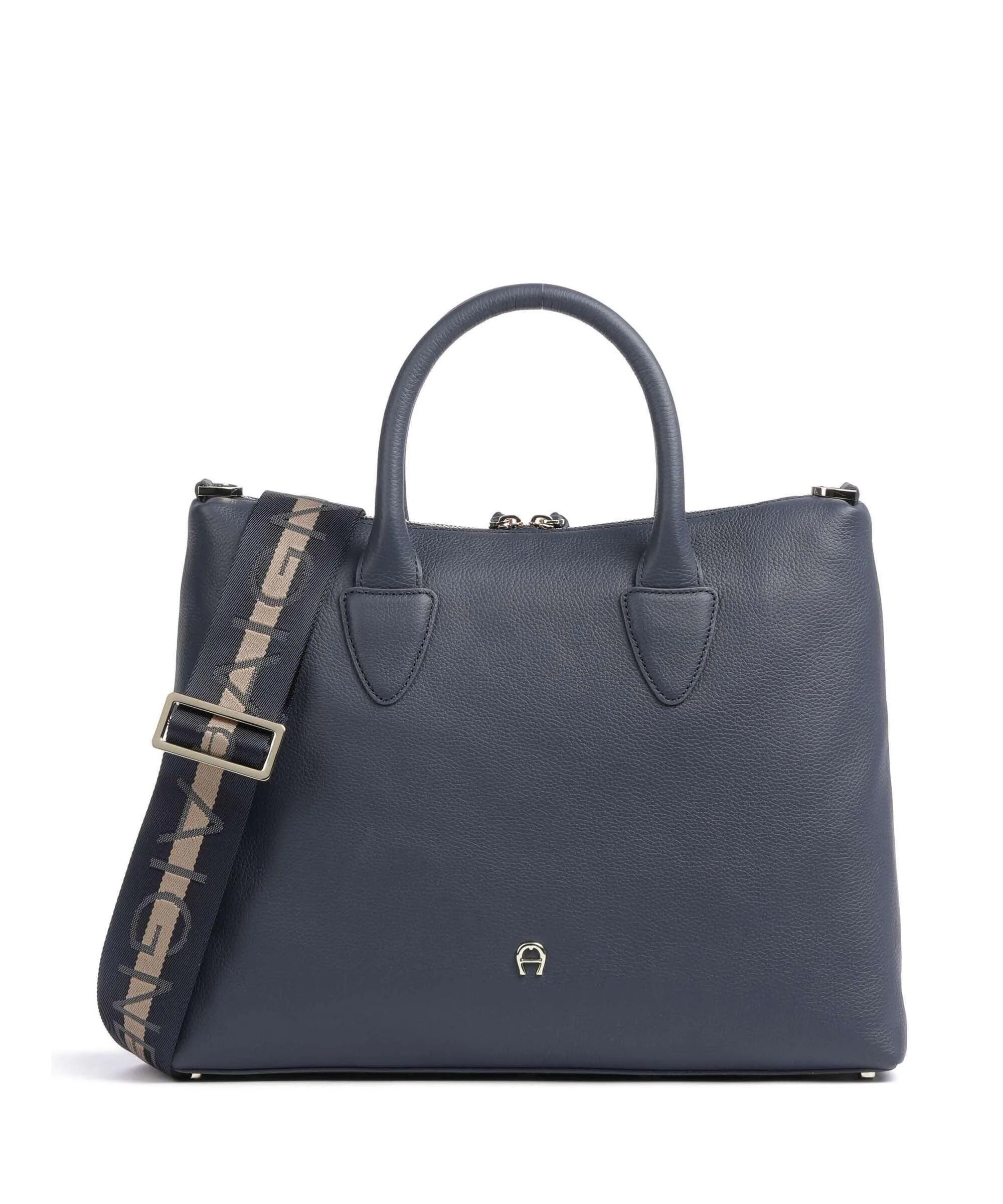  Aigner Zita M Borsa a mano pelle di vacchetta grana blu scuro  