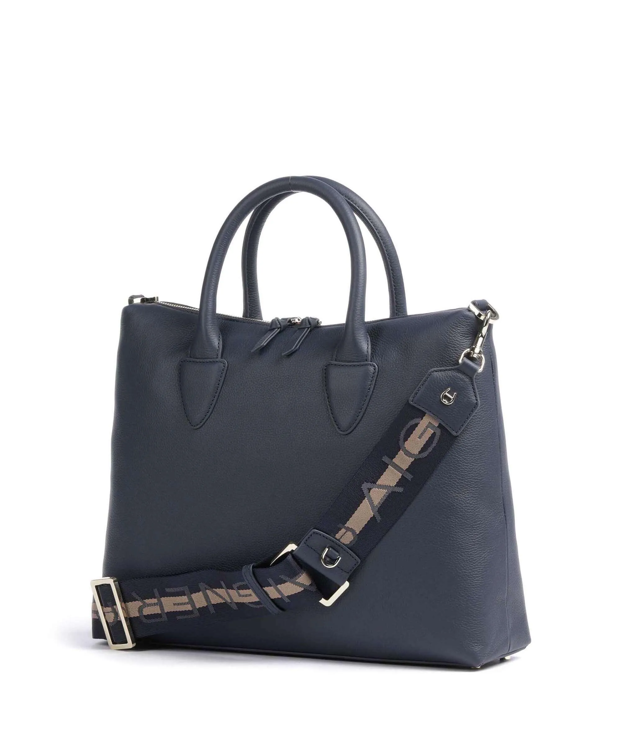  Aigner Zita M Borsa a mano pelle di vacchetta grana blu scuro  