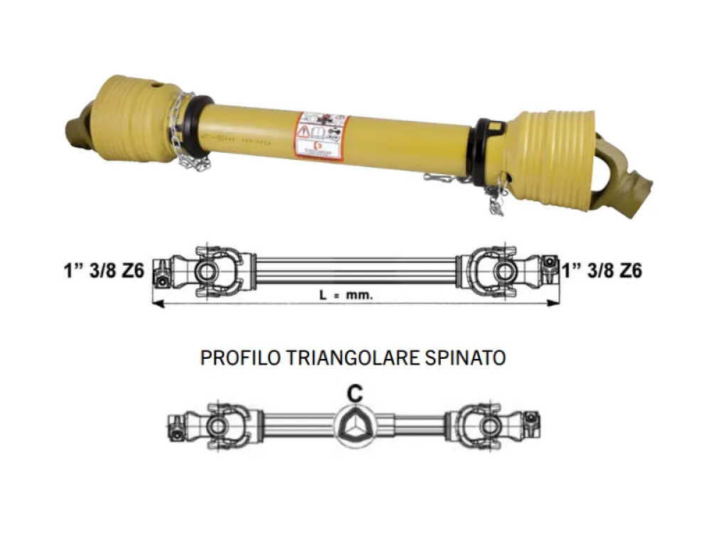 Albero cardanico categoria 4 eurocardan profilo triangolare spinato Eurocardan