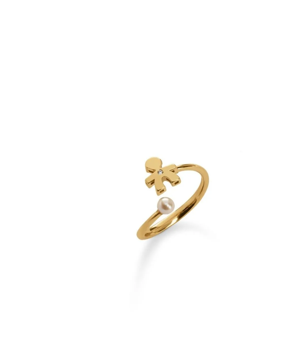 Anello Le Bebè Sagoma Bimbo Oro Giallo Diamante Perla LBB834