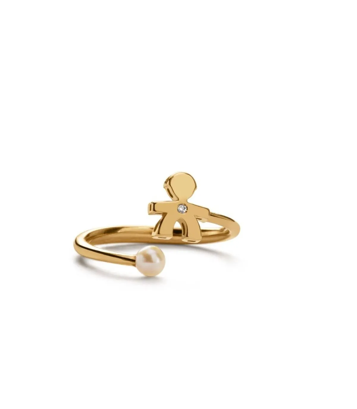 Anello Le Bebè Sagoma Bimbo Oro Giallo Diamante Perla LBB834