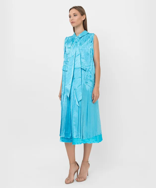 Balenciaga Abito in seta in fantasia monocromatica 663023TKN02