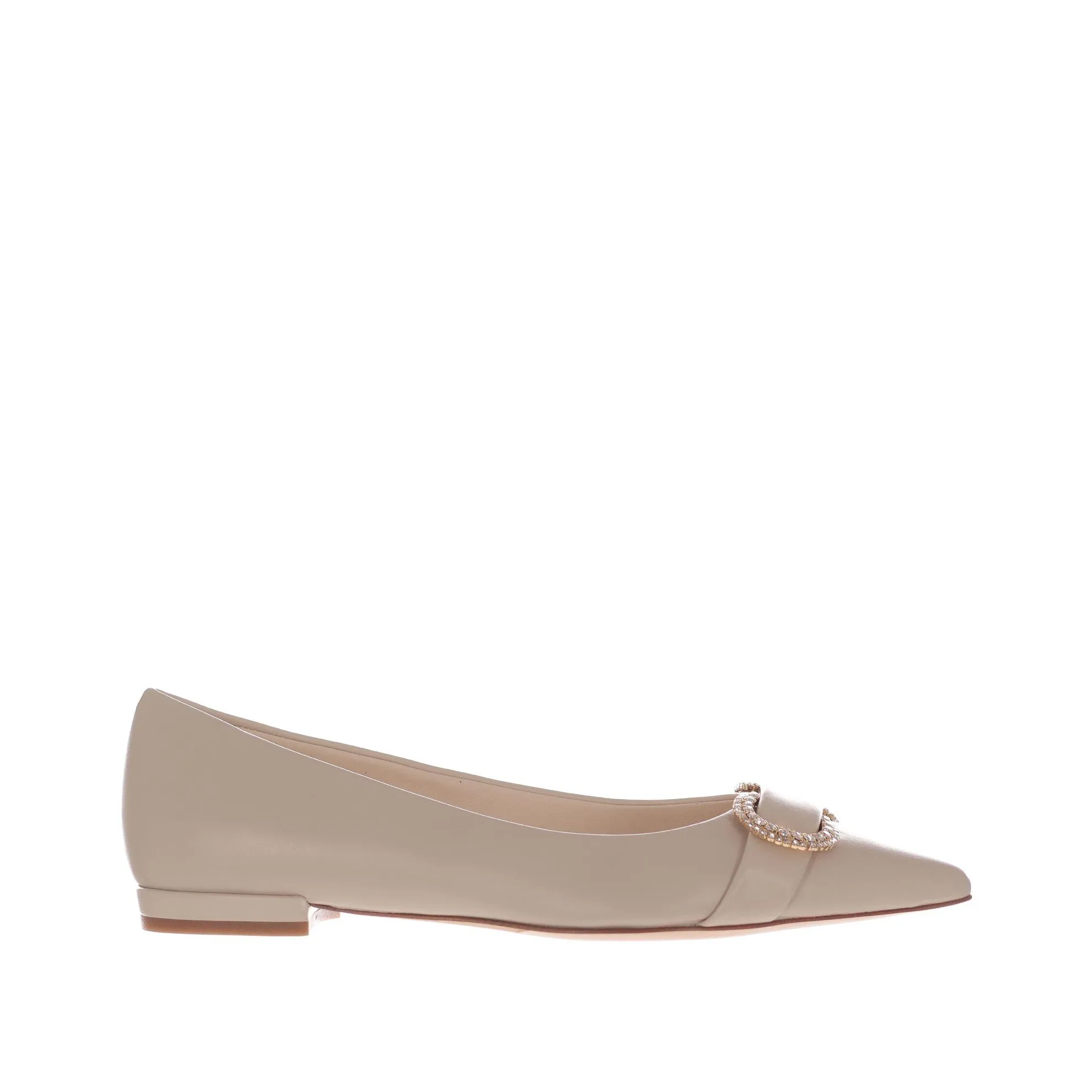 Ballerina a punta in nappa con strass