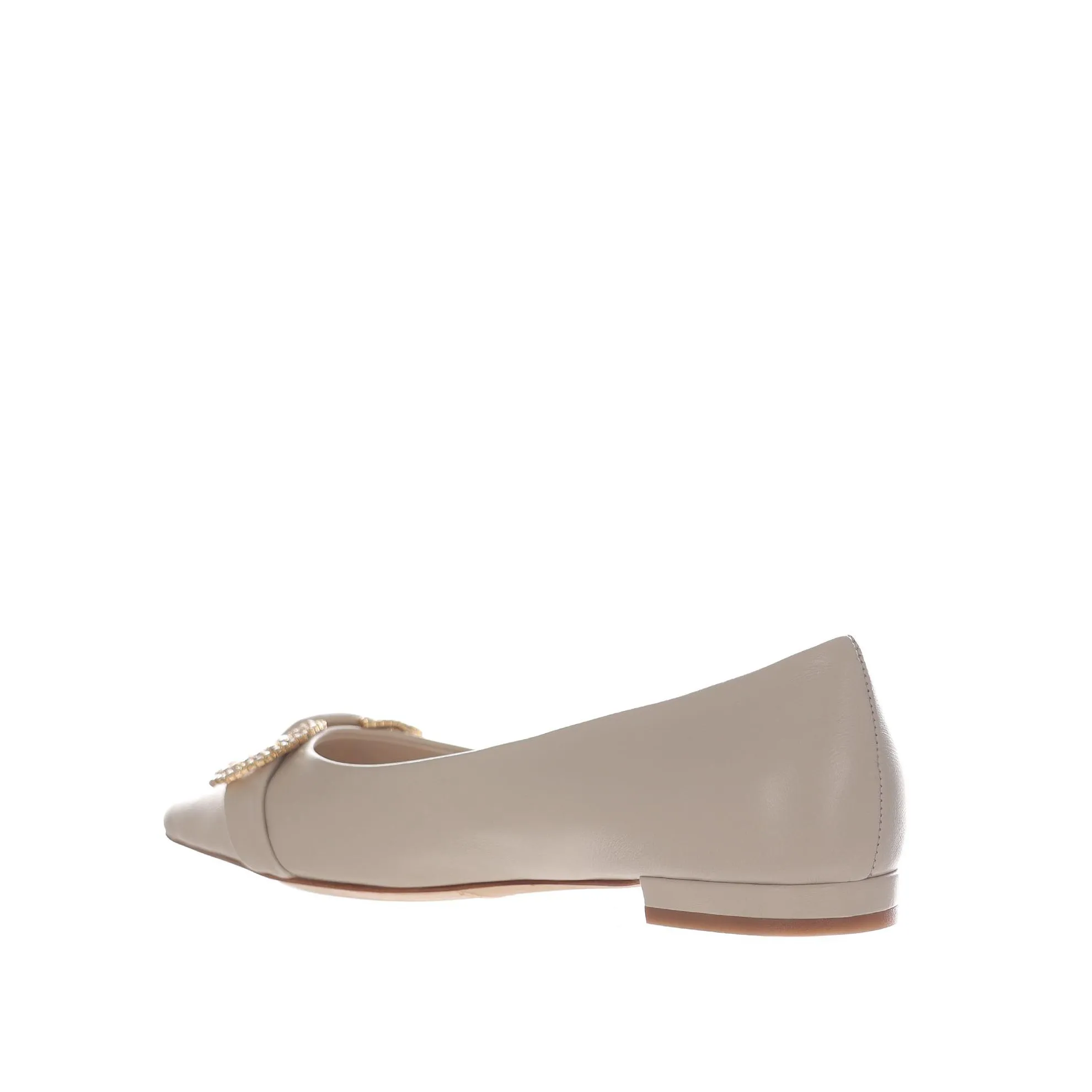 Ballerina a punta in nappa con strass