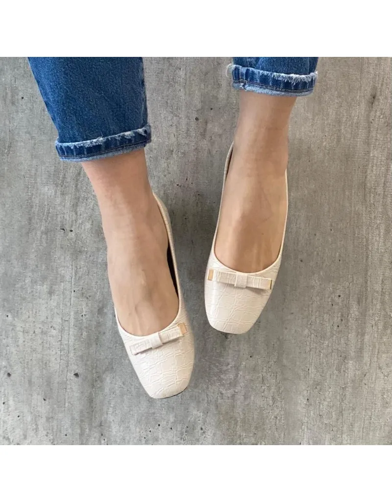 BALLERINA EFFETTO COCCODRILLO BEIGE