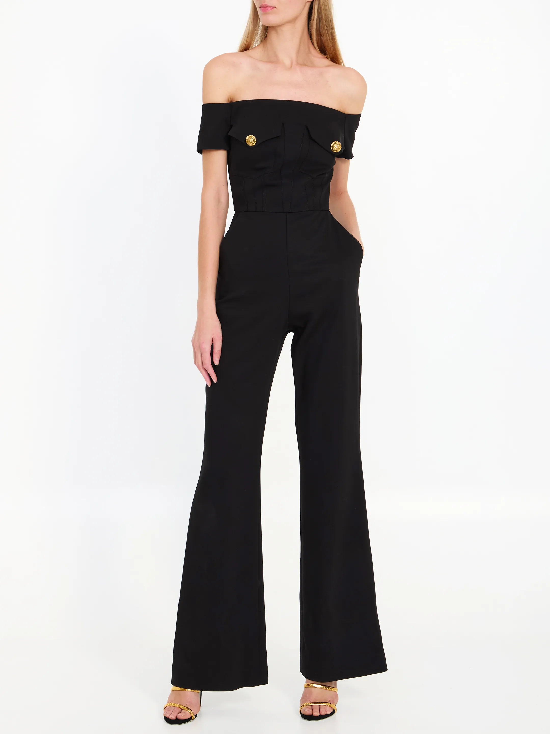 BALMAIN    Tuta pantalone in crepe