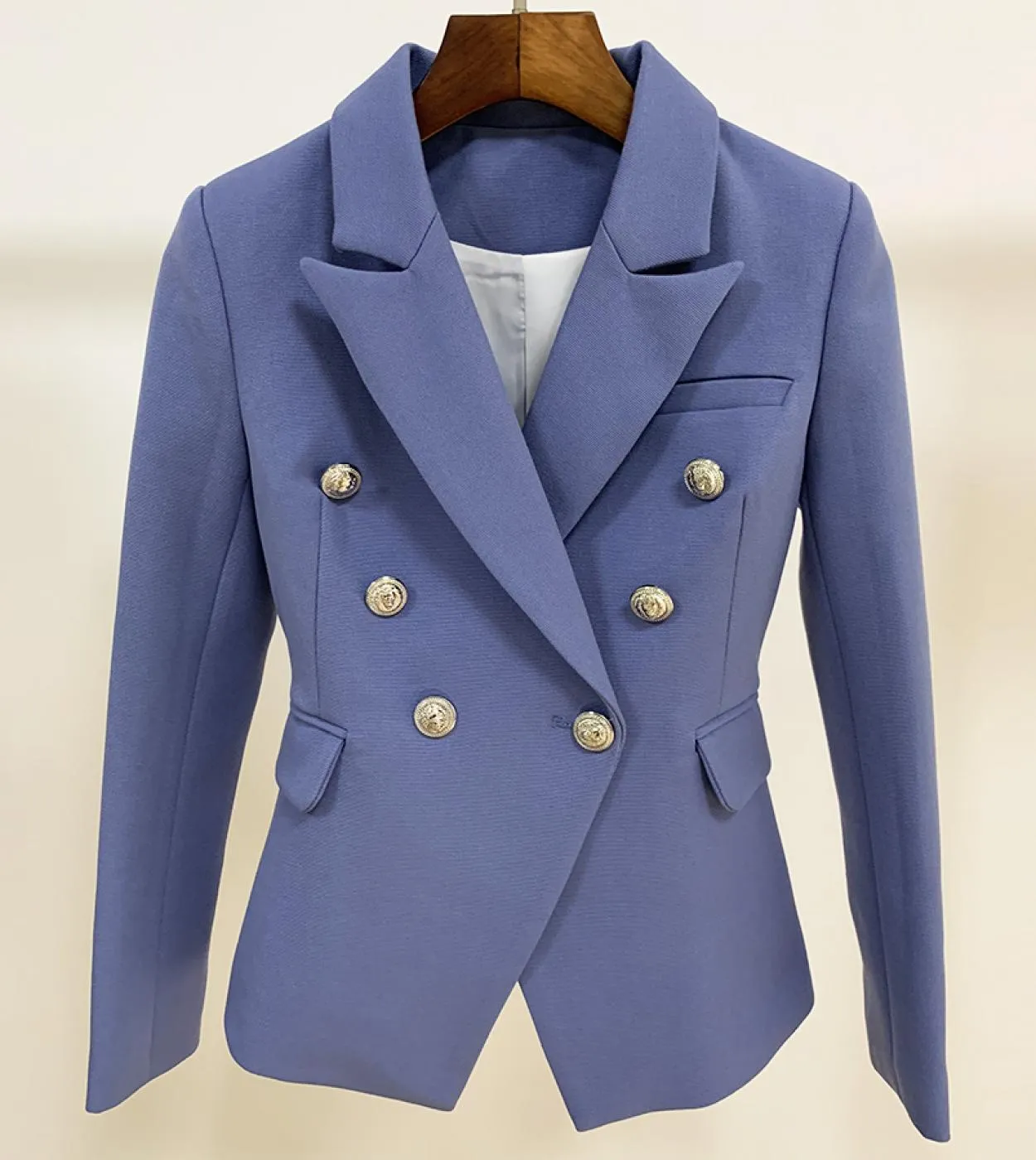 Blazer da donna doppiopetto con bottoni a forma di leone di alta qualità
