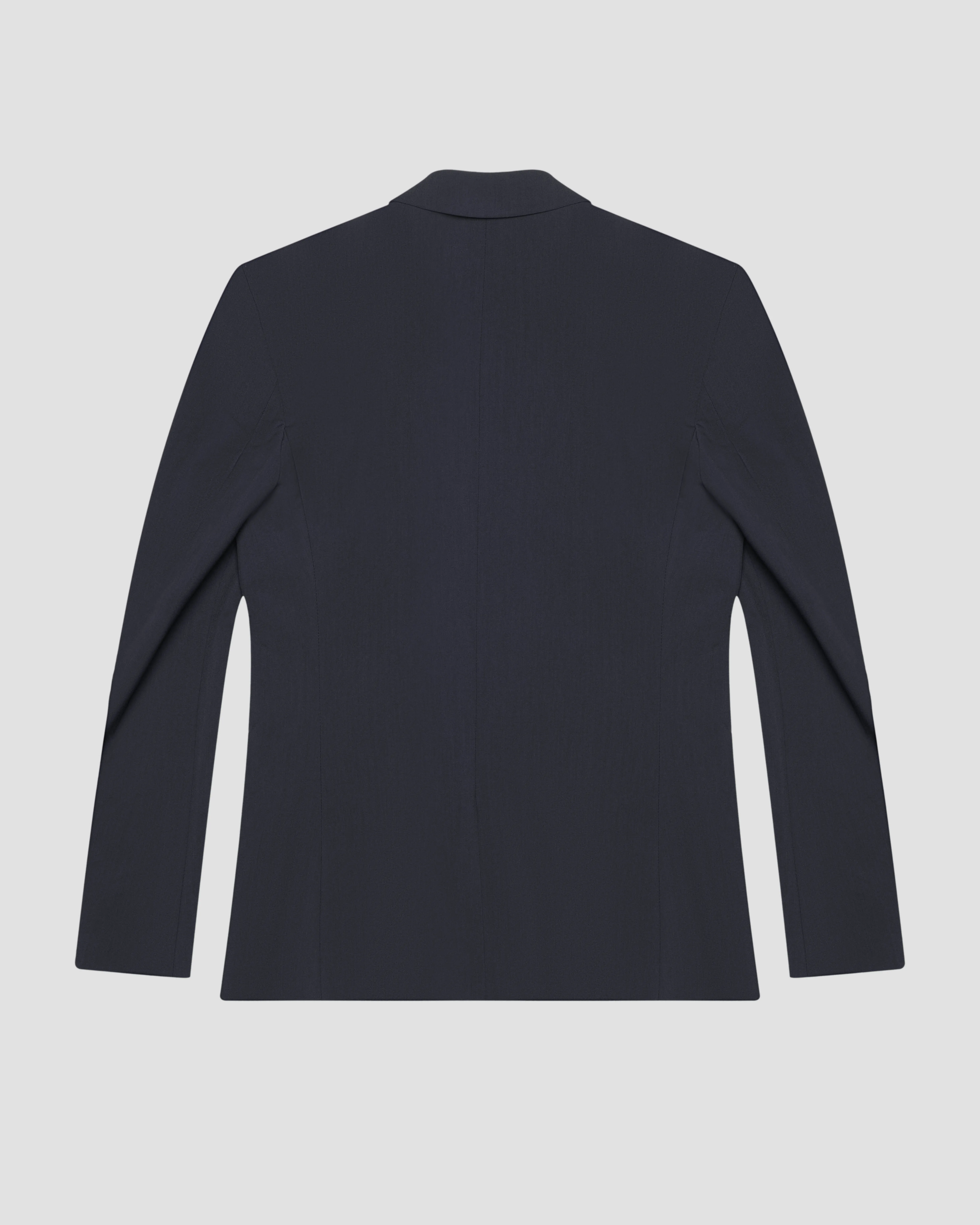 Blazer doppiopetto blu in tessuto stretch con revers a lancia