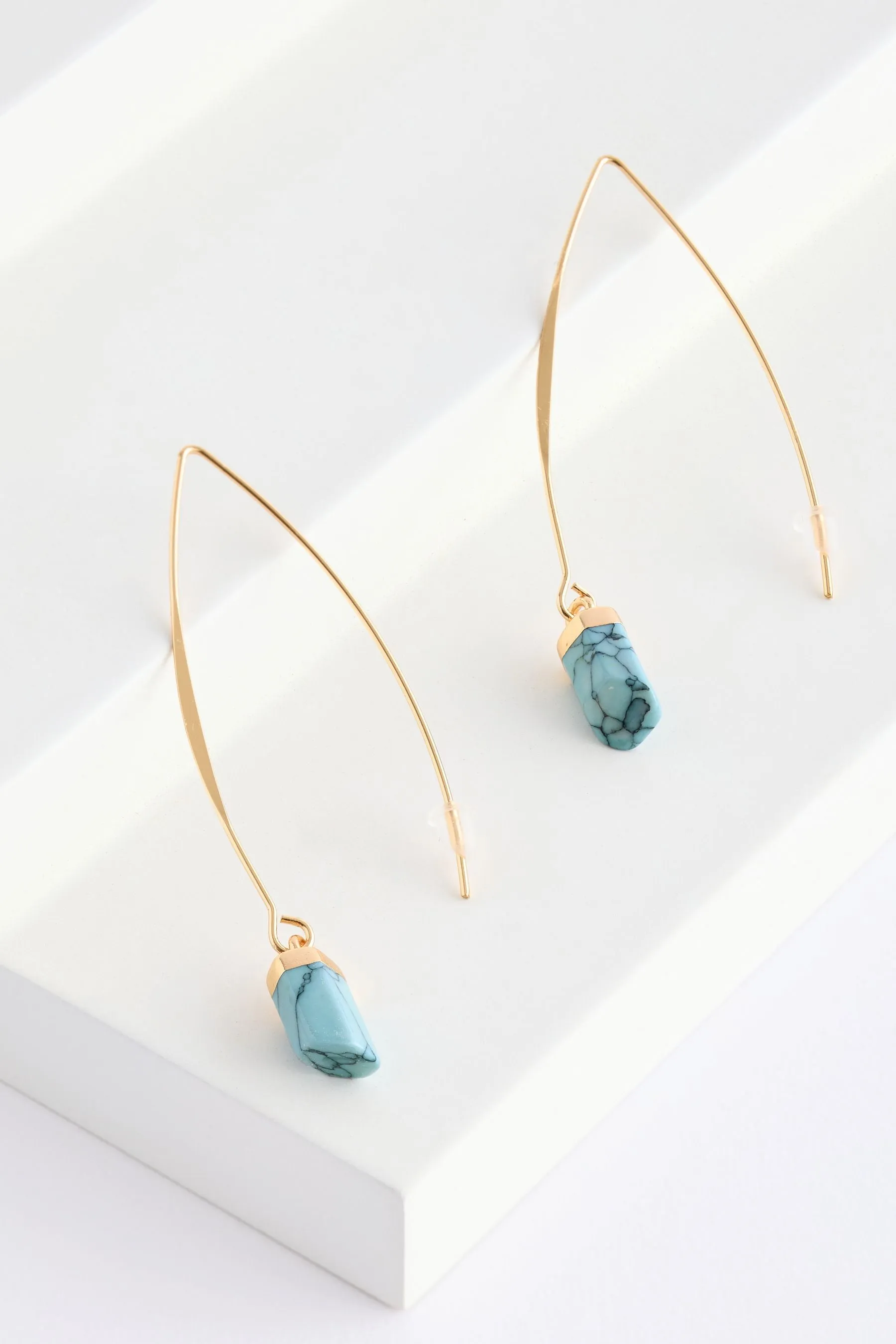Blu turchese  - Orecchini a trafilare in ottone riciclato