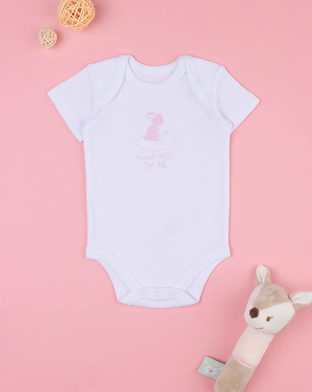             Body bianco neonata mezza manica con stampa        