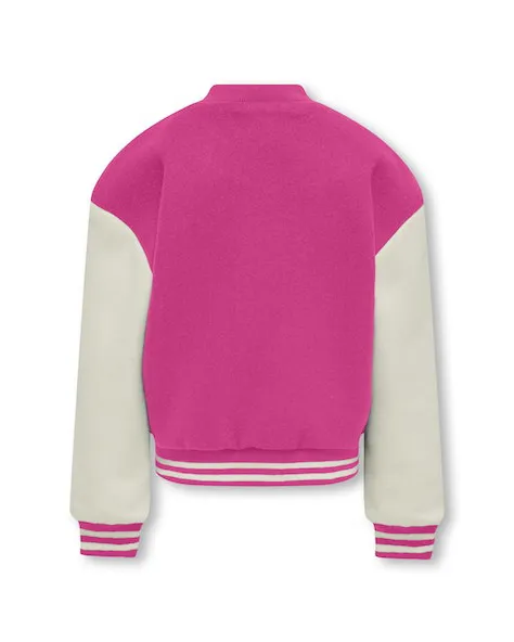Bomber college fucsia e bianco in panno 8-14 anni