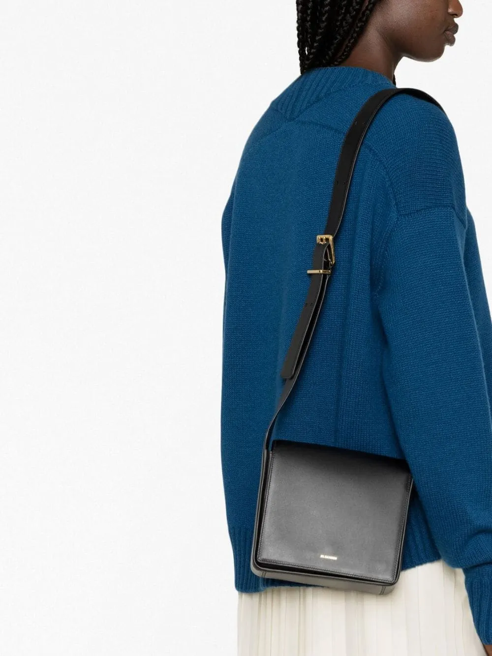 Borsa a spalla con logo in nero - donna