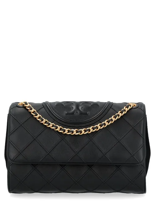 Borsa a spalla Tory Burch Fleming Soft nera