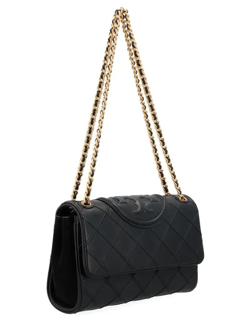 Borsa a spalla Tory Burch Fleming Soft nera