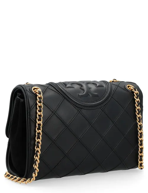 Borsa a spalla Tory Burch Fleming Soft nera