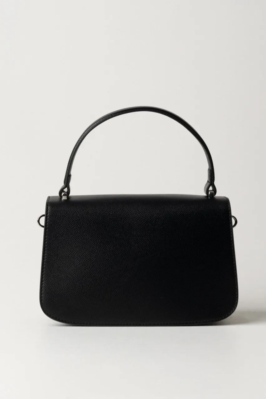 Borsa a tracolla small con manico e lettering Nero