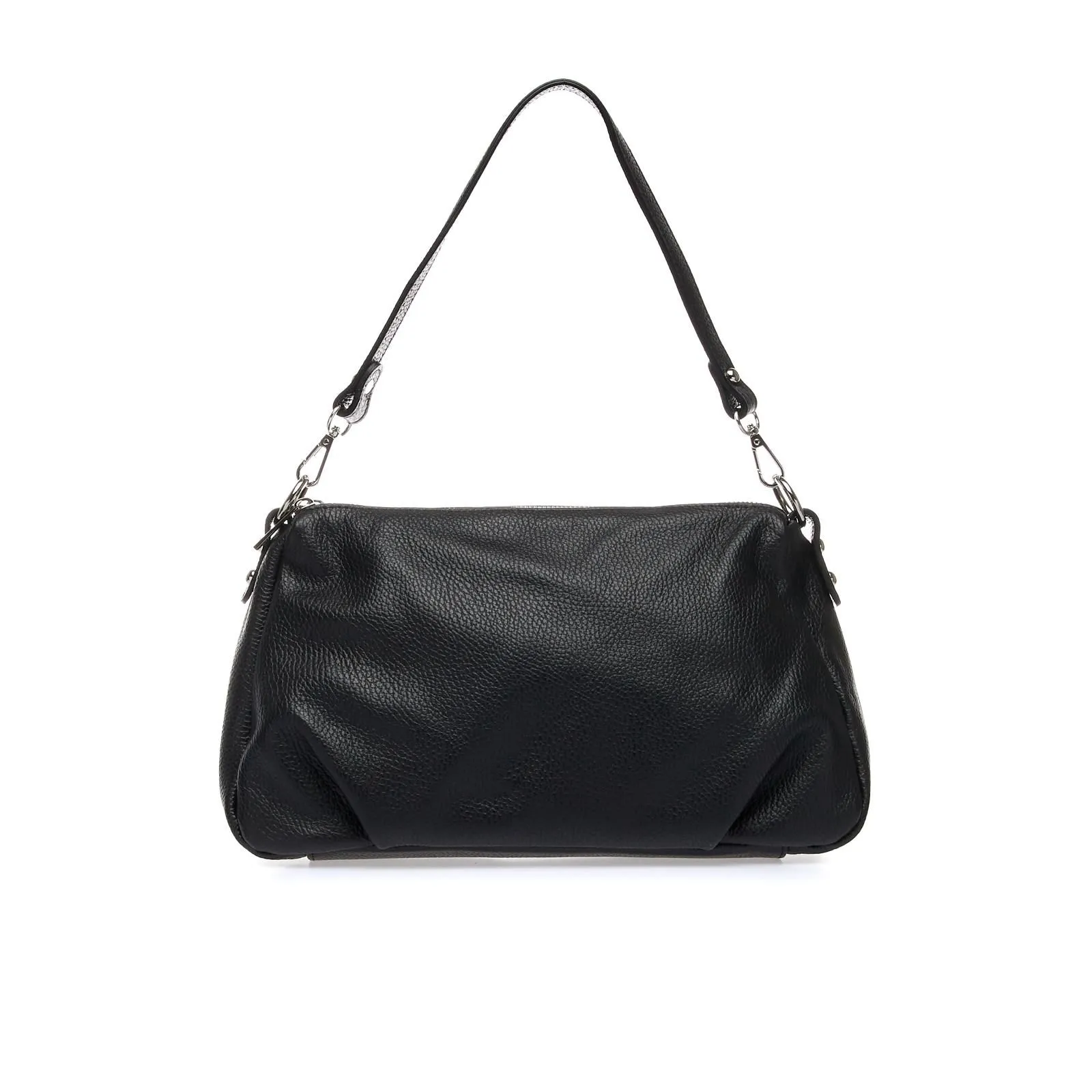 Borsa nera a spalla in pelle con zip