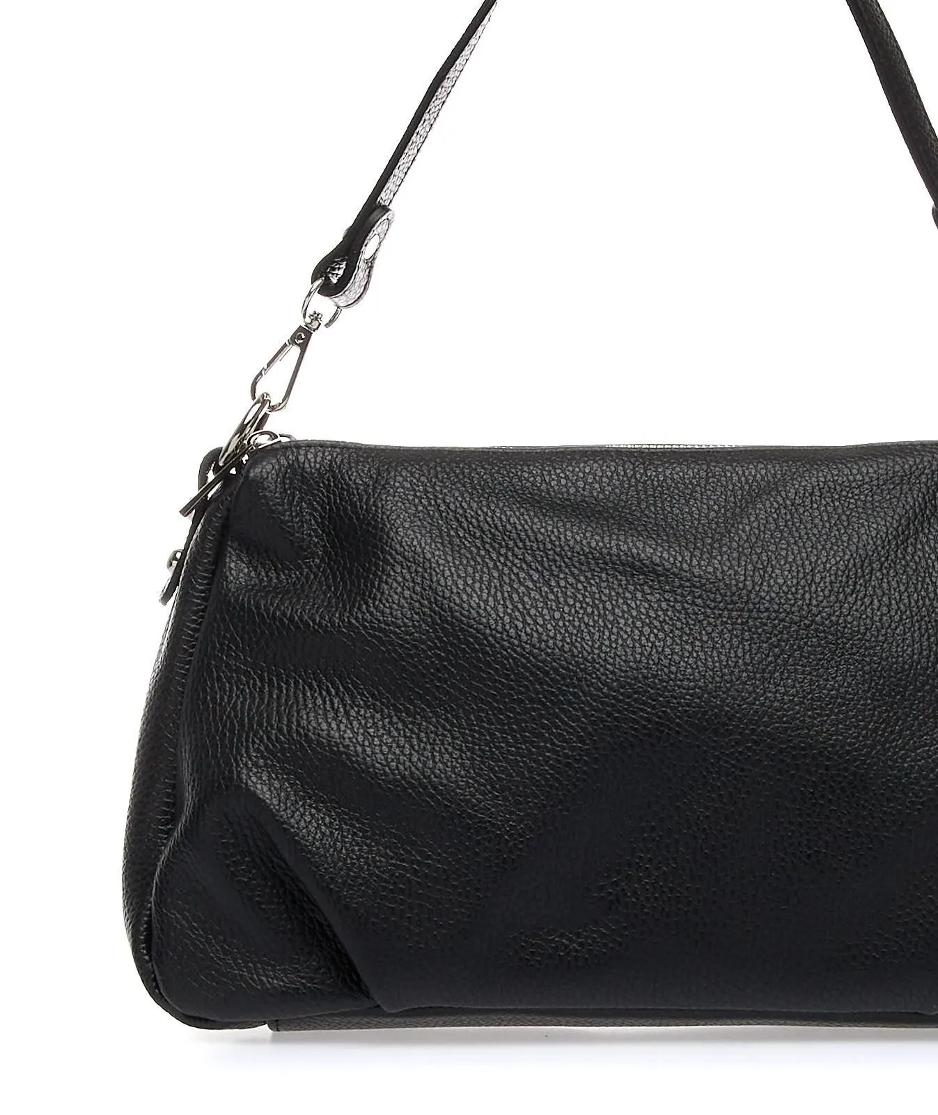Borsa nera a spalla in pelle con zip
