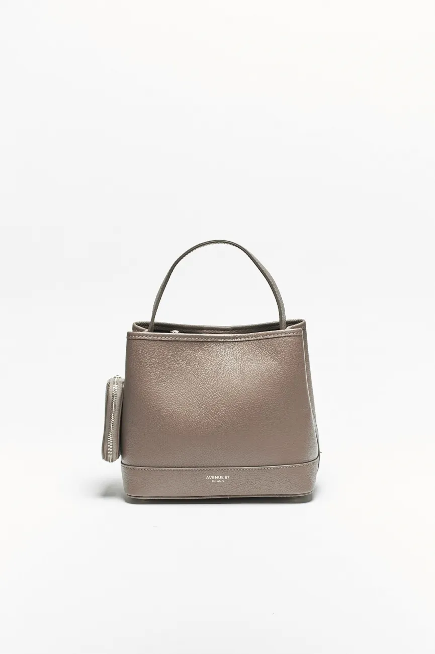 Borsa secchiello FILIPPA in pelle fango 