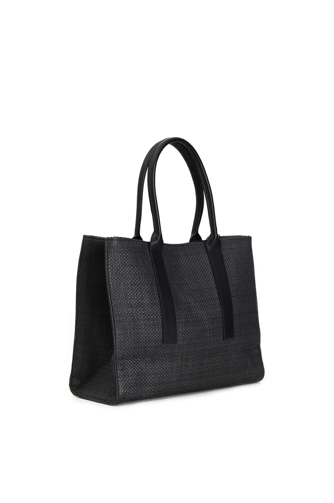 borsa squadrata con manici in tono e accessorio cafènoir nero