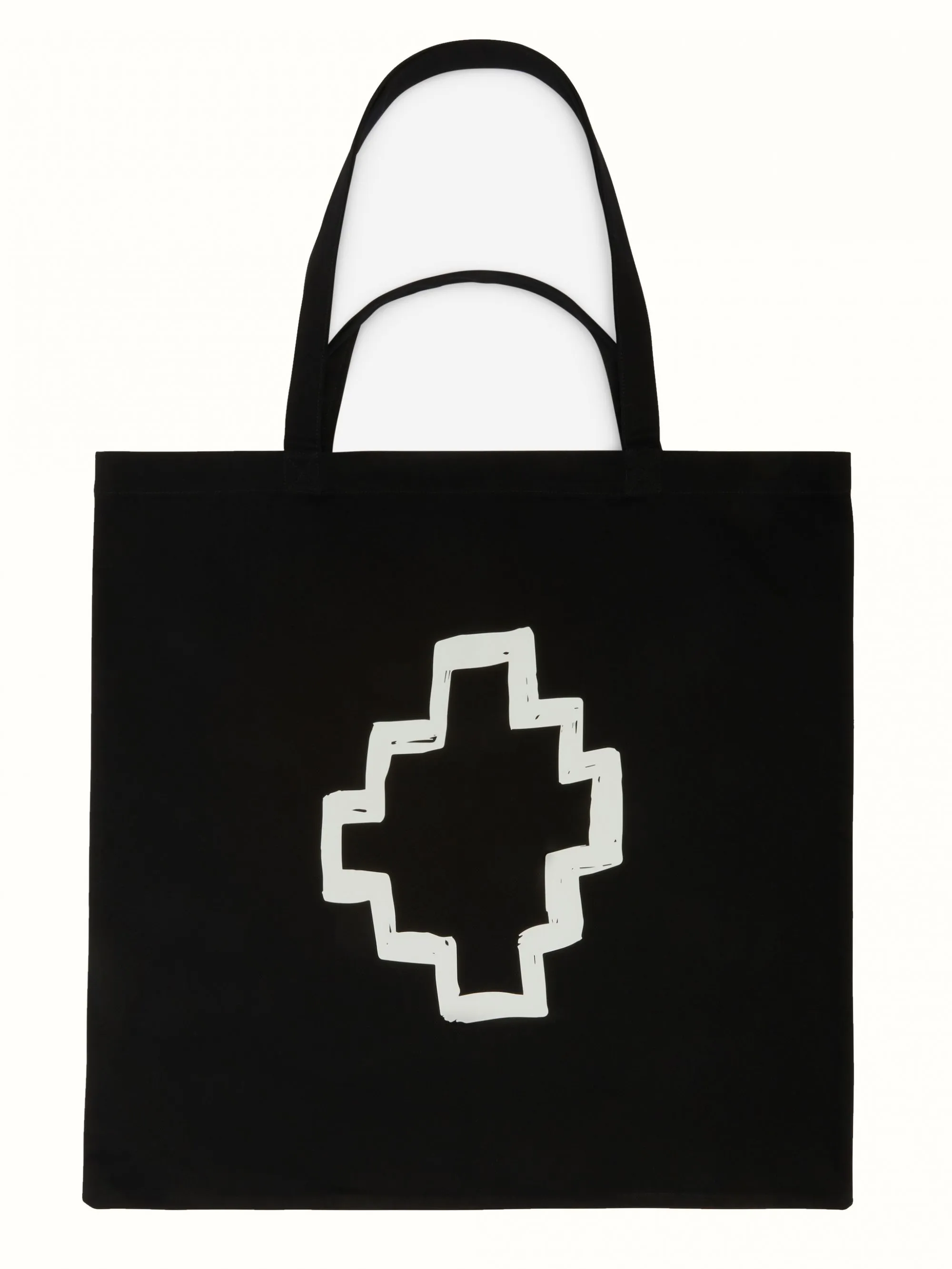 BORSA TOTE "TEMPERA CROSS" IN COTONE NERA