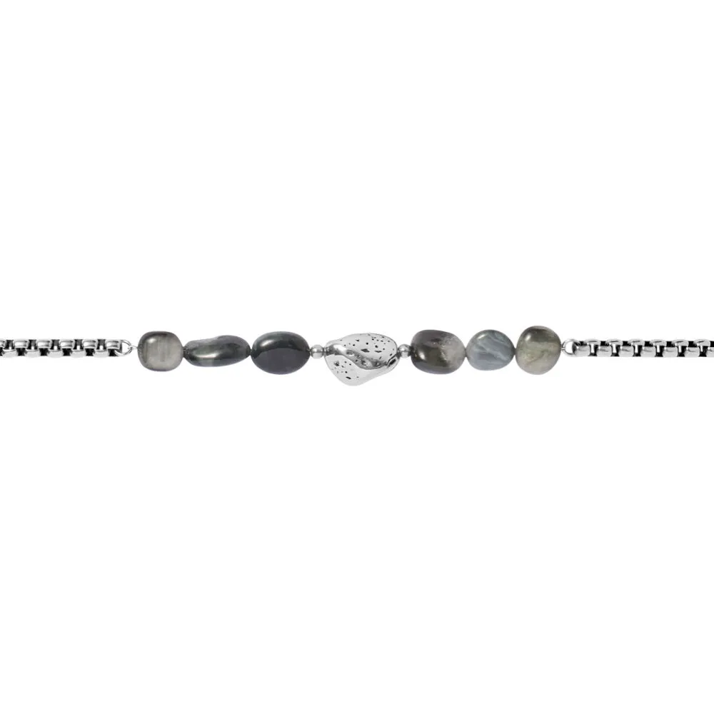 Bracciale Catena Man Code Acciaio Maglia Veneziana Occhio di Falco Grigio 20+3 cm 1691368