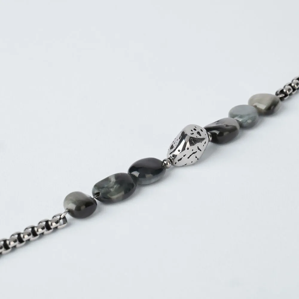 Bracciale Catena Man Code Acciaio Maglia Veneziana Occhio di Falco Grigio 20+3 cm 1691368