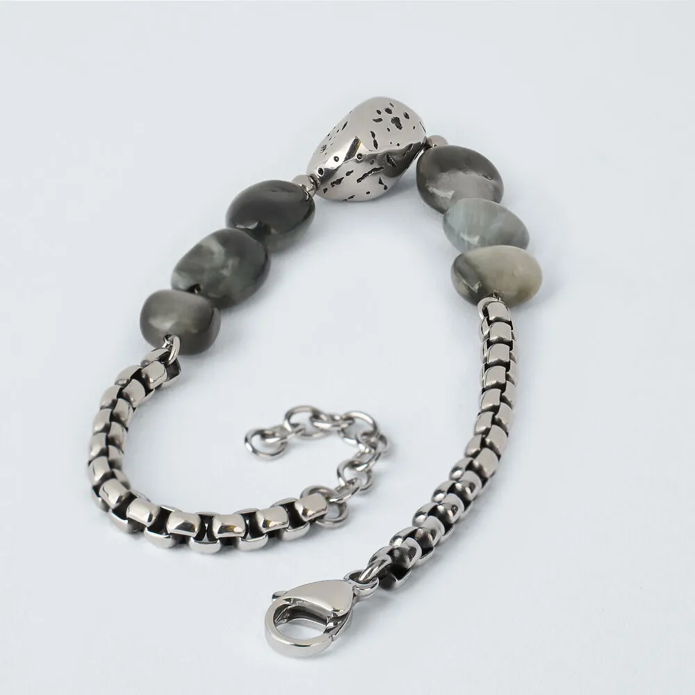 Bracciale Catena Man Code Acciaio Maglia Veneziana Occhio di Falco Grigio 20+3 cm 1691368